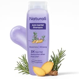 Naturali Anti-Hairfall Shampoo with Rosemary, Korean Ginseng & Biotin | Proven 3x Lesser Breakage from 1st Use | Promotes Hair Growth | Sulphate & Paraben Free Everyday Shampoo For Women & Men | 100ml