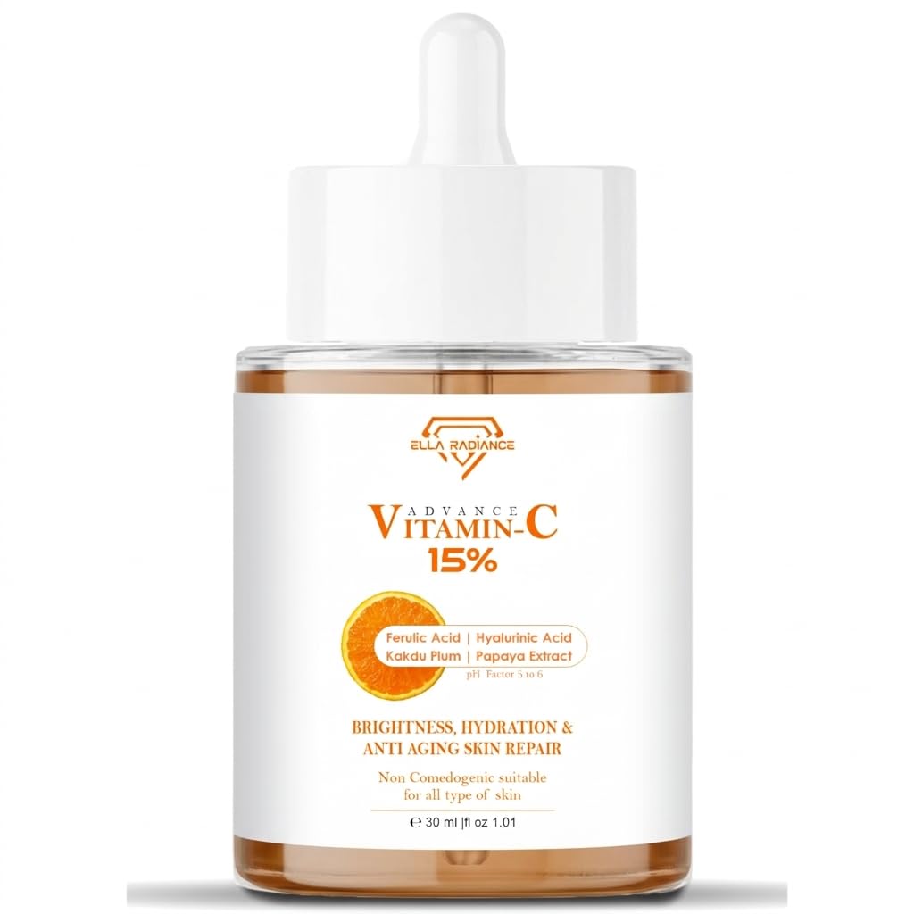 15% Vitamin C Face Serum | Brightening & Hydrating | Fades Dark Spots | With Hyaluronic Acid, Vitamin E, Kakadu Plum & Papaya Extract | Glow-Boosting Serum for All Skin Types (30ml) | Dermatologically Tested.