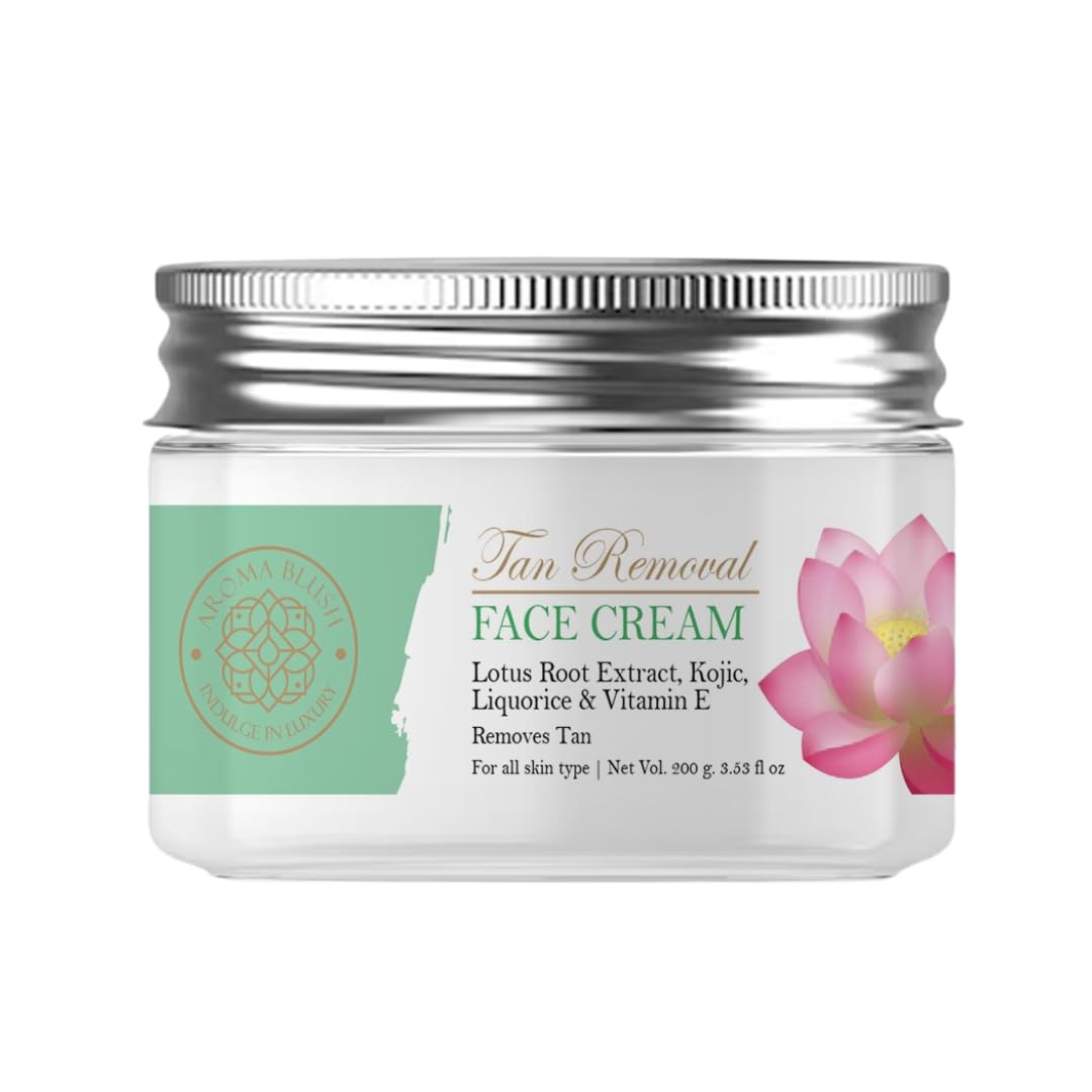 Aromablush - Tan Removal Face Cream | Liquorice, Lotus Root, Kojic Acid & Vitamin E | DeTan | Brightening & Hydrating | Even Tone | Anti-Aging | Dermatologist-Tested & Cruelty-Free | 200ml