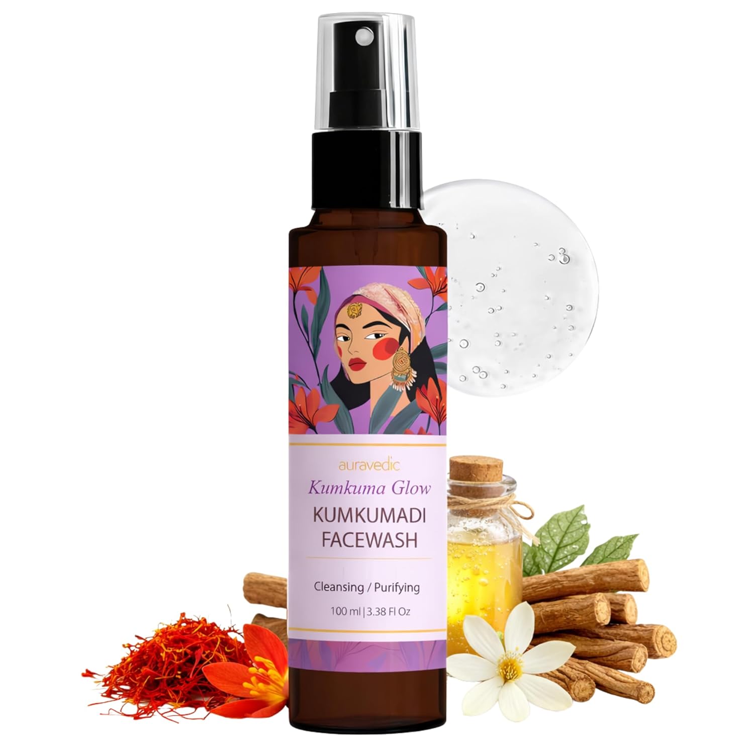 Auravedic Kumkumadi Face Wash For Dry Skin Women Men Best Facewash For Acne and Dark Spots Kumkumadi Oil Niacinamide Face Wash For Oily Skin Dry and Combination Brightening Skincare Routine