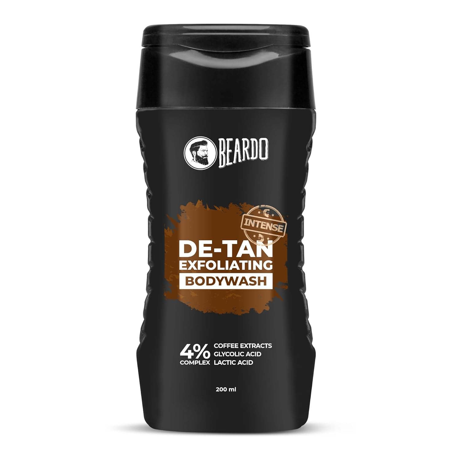 Beardo Detan Exfoliating Body Wash 200ml | 4% (Glycolic Acid, Lactic Acid & Coffee Extracts) | Gentle Exfoliating Shower Gel | Removes Tan & Body Acne | Prevents Dry, Rough, Bumpy Skin | Suitable for Men