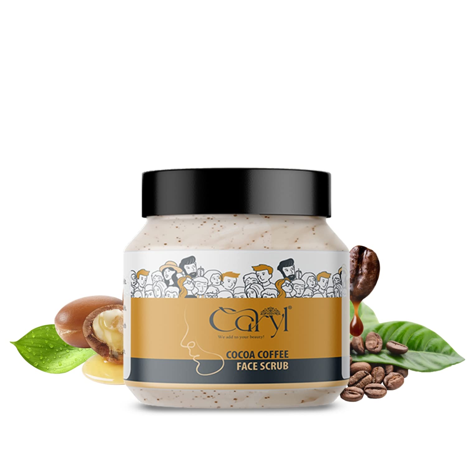 Caryl 200 gm Cocoa Coffee Face Scrub | Tan & Dirt Removal Scrub | Deep Exfoliation, Removes Blackhead, Dead Skin | Face & Body Scrub for Women & Men | All Skin Types | Paraben & Sulfate Free