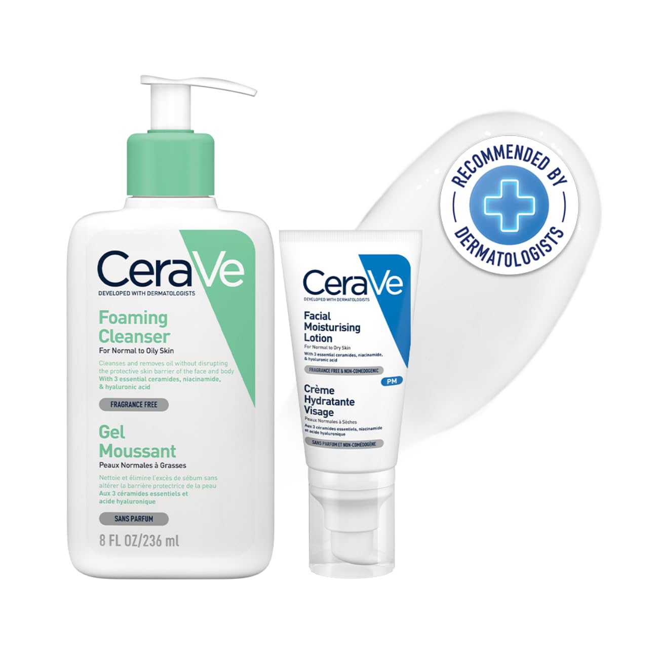 CeraVe Night time Skincare Combo | Foaming Cleanser 236 ml & PM Moisturizer 52 ml