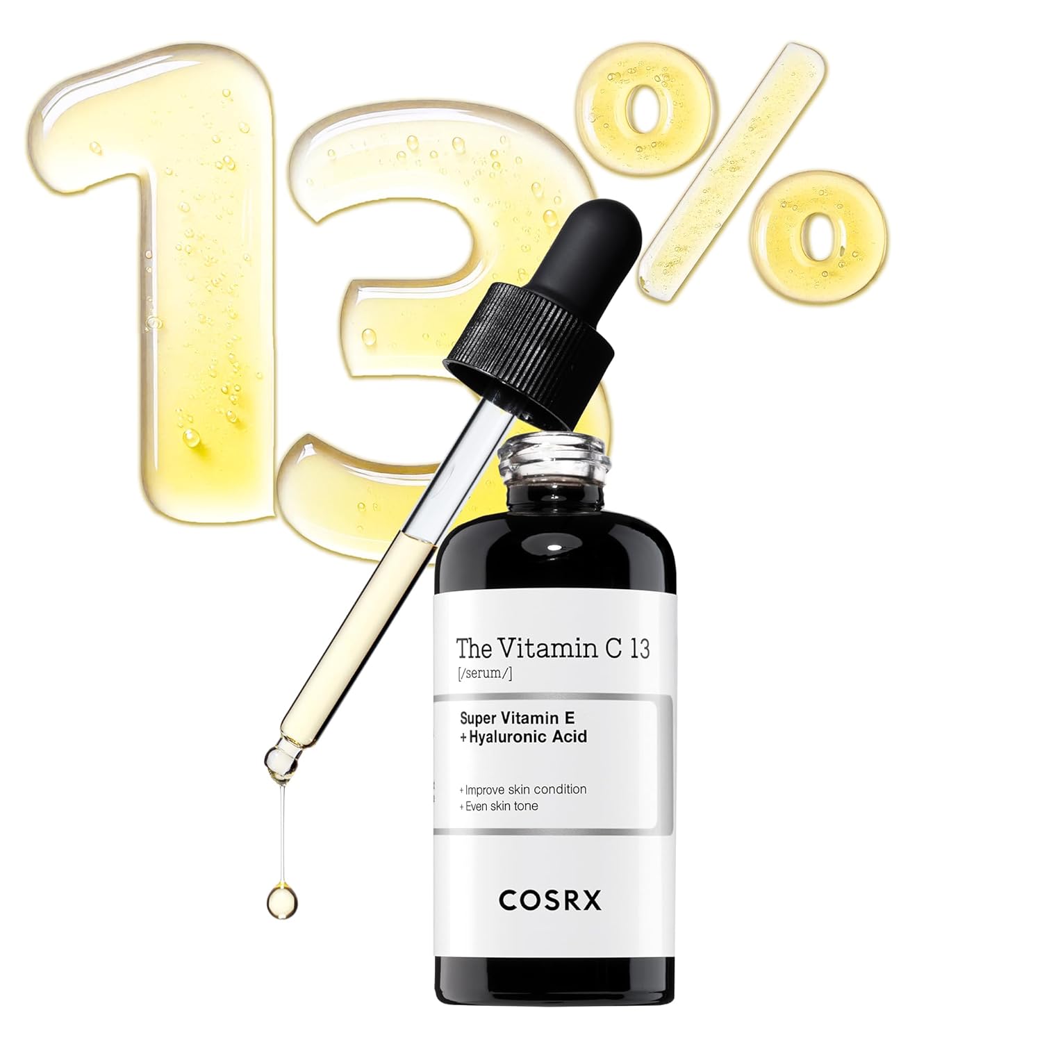COSRX Pure Vitamin C 13% Serum with Vitamin E & Hyaluronic Acid, Brightening & Hydrating Facial Serum for Dark Spots, Fine Lines, Uneven Skin tone, 20ml, Animal Testing-Free, Korean Skincare