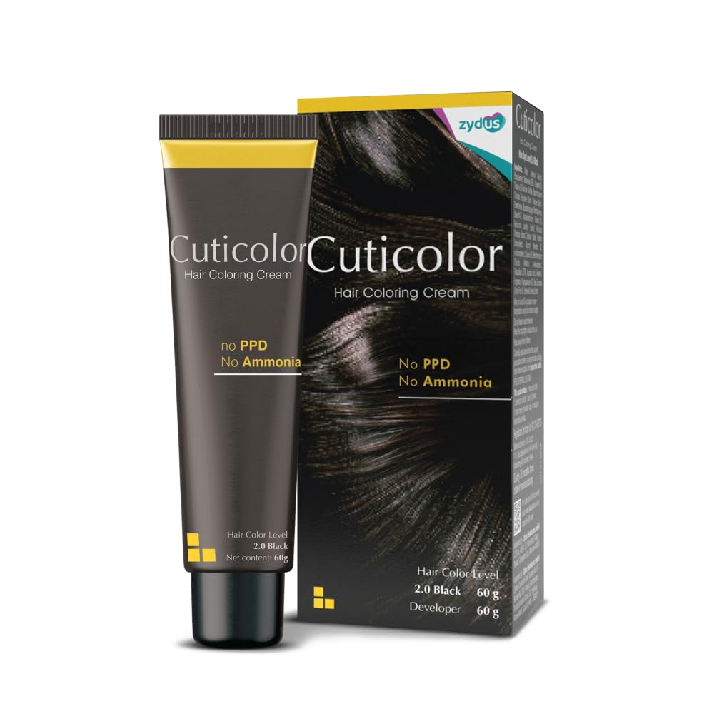 Cuticolor Permanent Hair Color Cream|Dr prescribed|Suitable for Sensitive Skin|Eco Mechanism for Preserving Scalp Health|No Ammonia|No PPD|Enriched with Portulaca & Boseivela Extracts(Black,Pack of 1)