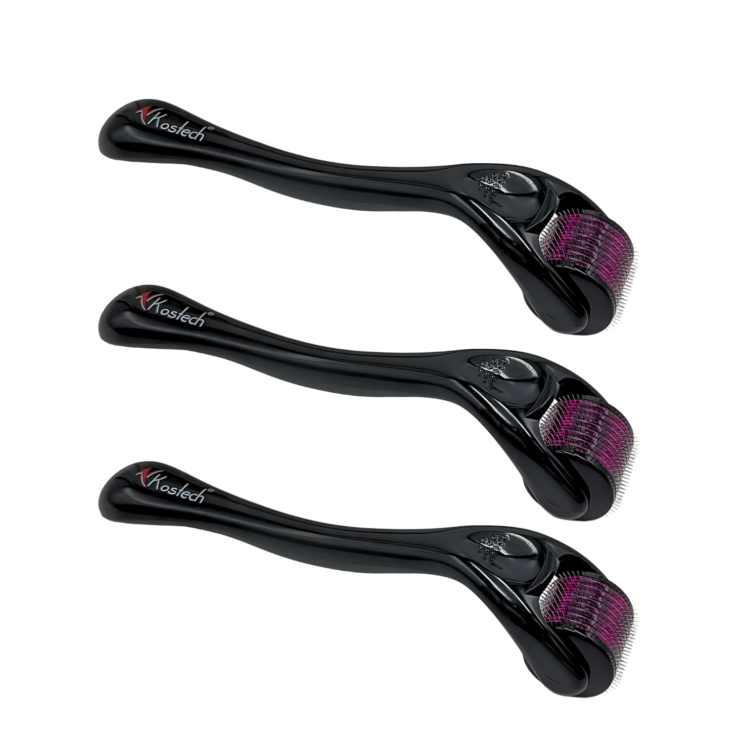 Derma Roller for Hair Growth 540 Titanium Microneedles | Beard Growth Roller for Men | Skin Care Microneedling Roller for Face, Acne Scars & Hair Regrowth – For Men & Women (Pack of 3, 2.5mm)