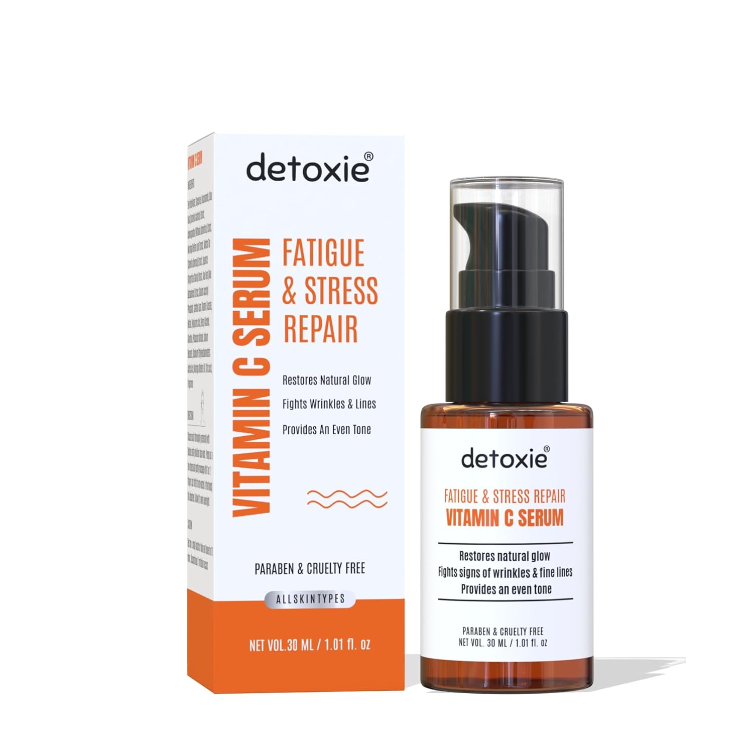Detoxie Vitamin C Serum | Anti-Pollution & Stress Repair | Matcha, Moringa, Ashwagandha, Niacinamide, Hyaluronic Acid |Brightens & Works on Dark Spots | Beginner Friendly |All Skin Types | 30 ml