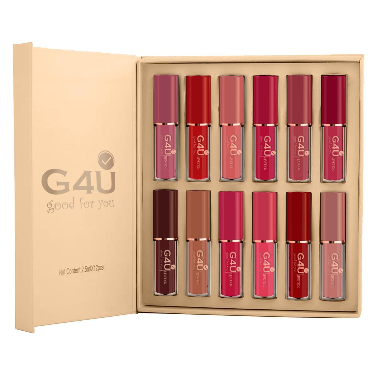G4U Matte Long Lasting Waterproof Lipstick Set of 12 | Smudge Proof | Non Transfer | Lip Makeup for Women”