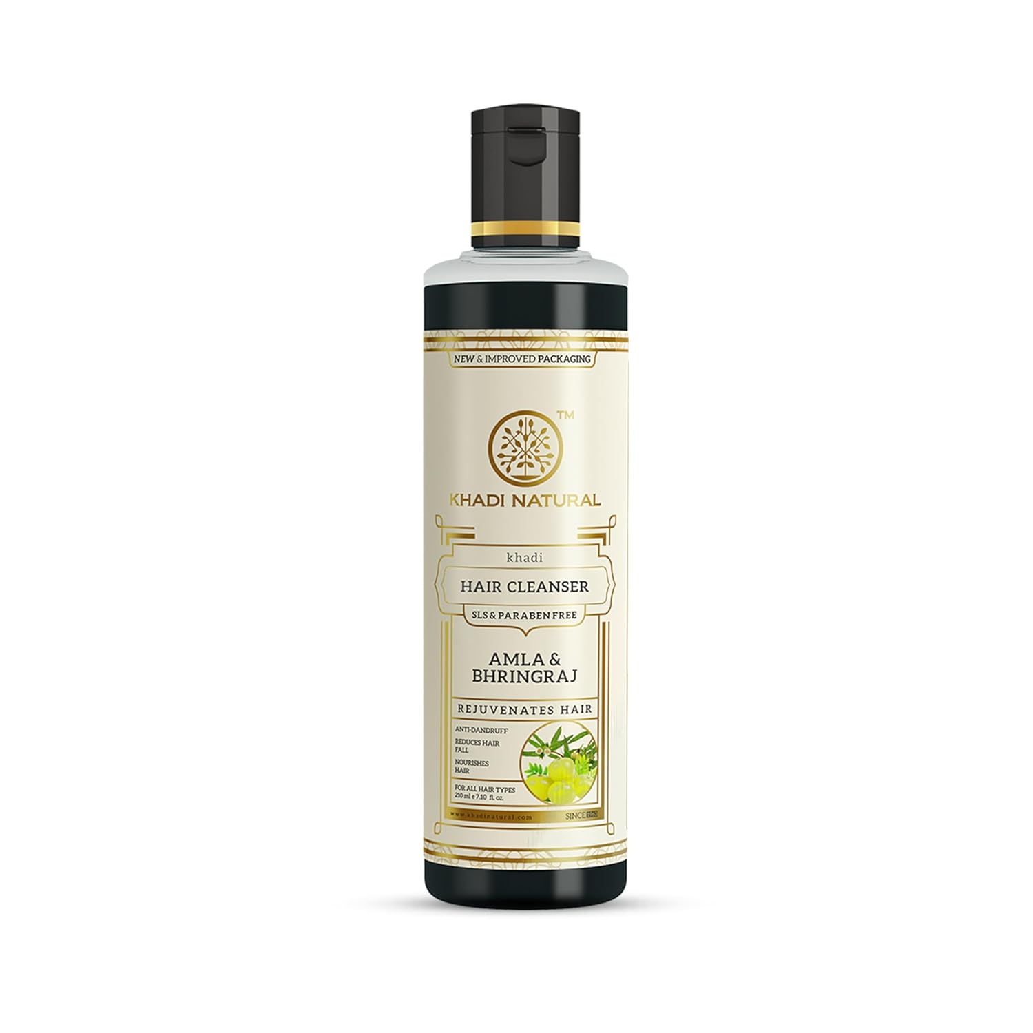 Khadi Natural Amla & Bhringraj Cleanser (Shampoo) | Controls Dandruff, Hair Fall | Reduces Scalp Irritation | Paraben and Sulphate Free | Suitable for All Hair Types | 210ml