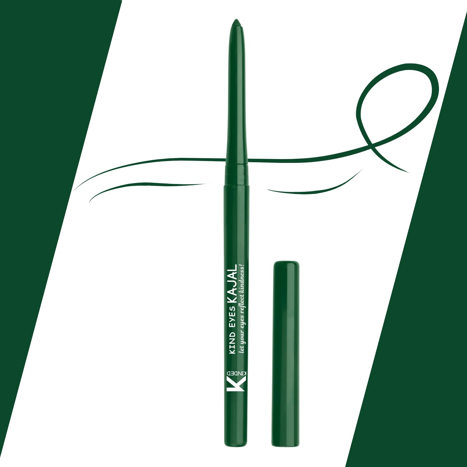 Kind Eyes Kajal 3 in 1 Kohl Kajal Eye Liner Smokey Eye Shadow Waterproof Smudge Proof 18 Hours Long Stay Colour One Stroke Auto Kajal Pencil for Eye Makeup (Peacock Green, 0.35 gm)