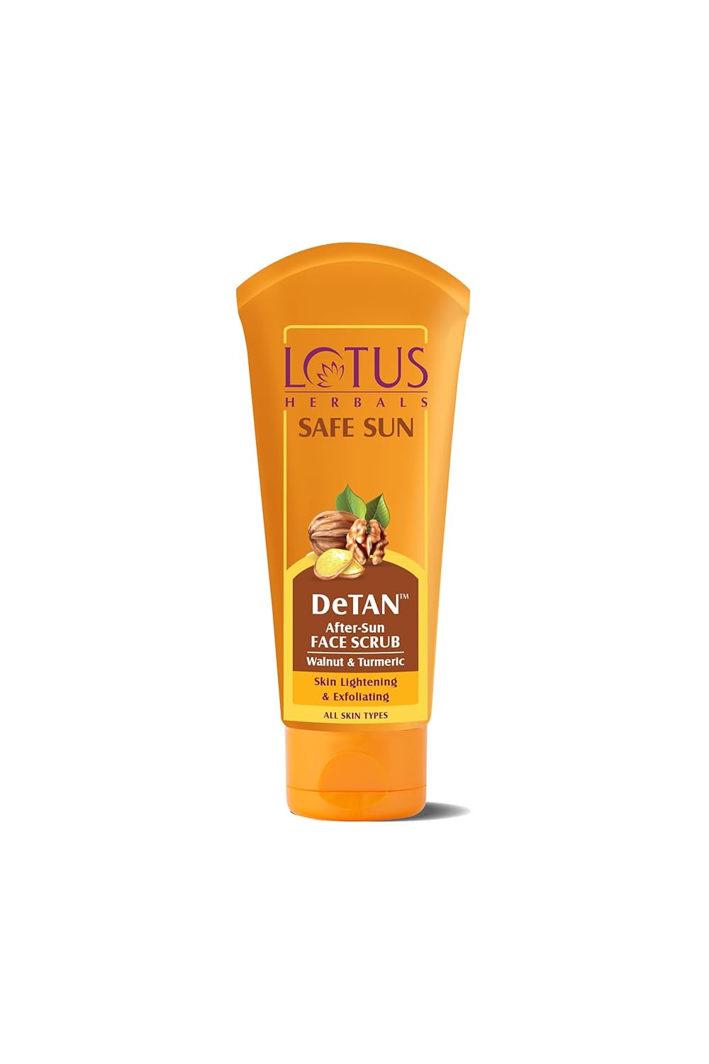 Lotus Herbals Safe Sun DeTAN After-Sun Face Scrub| Walnut & Turmeric| Exfoliates, removes tan| All Skin Types| 100 g