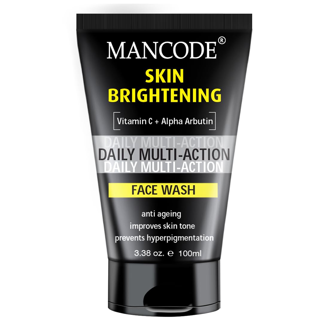 MAN CODE Skin Brightening Face Wash for Men - Clear Skin, Oil Control, Acne Defense, Dark Spot Reduction, Pollution Protection - Pack of 1 | Men's Skincare 100ml