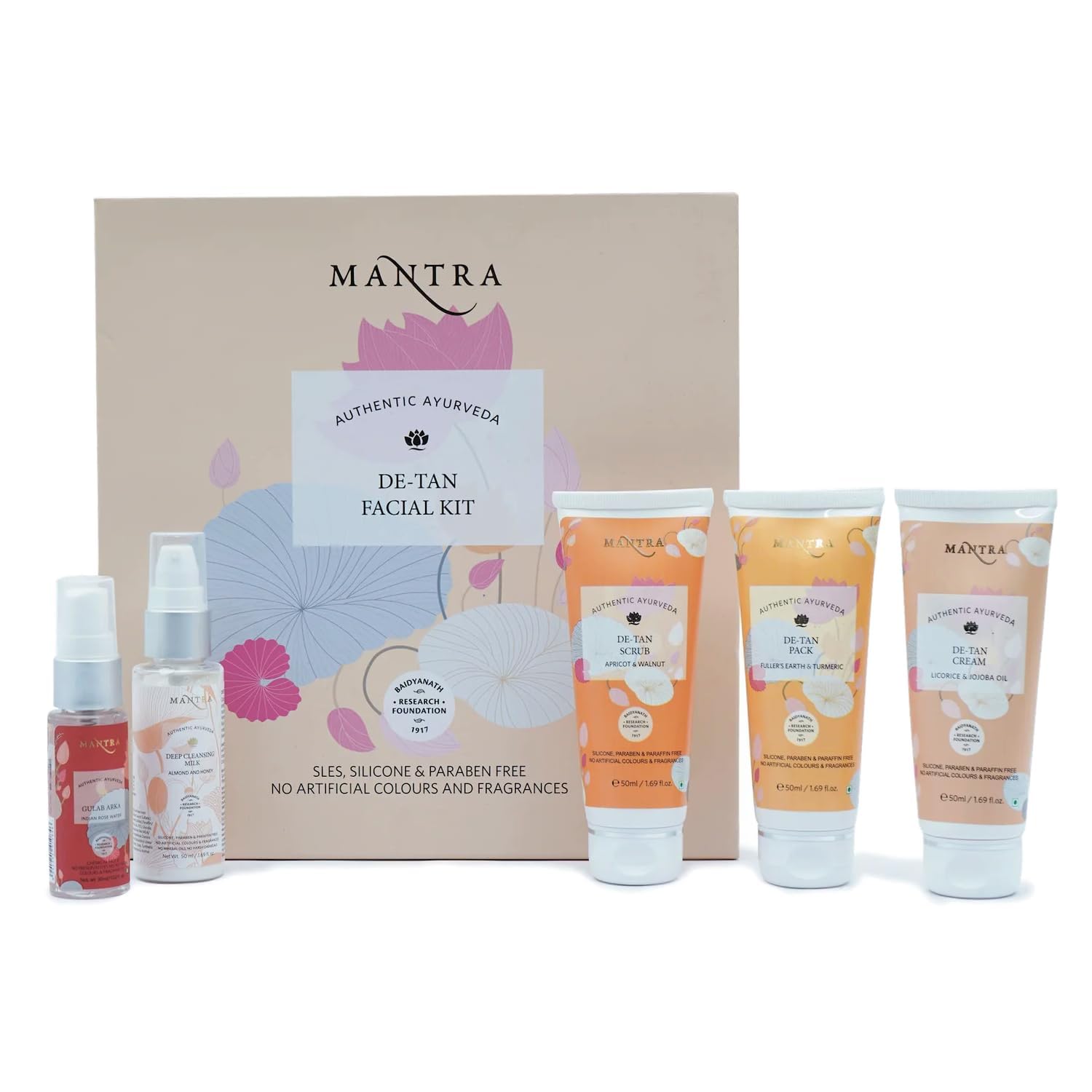 Mantra Herbal De-Tan Facial Kit (230ml, De-Tan) For Tan Removal | Hydrates, Helps Removes Dark Spots, Pigmentation, Pores, Blackheads & Whiteheads