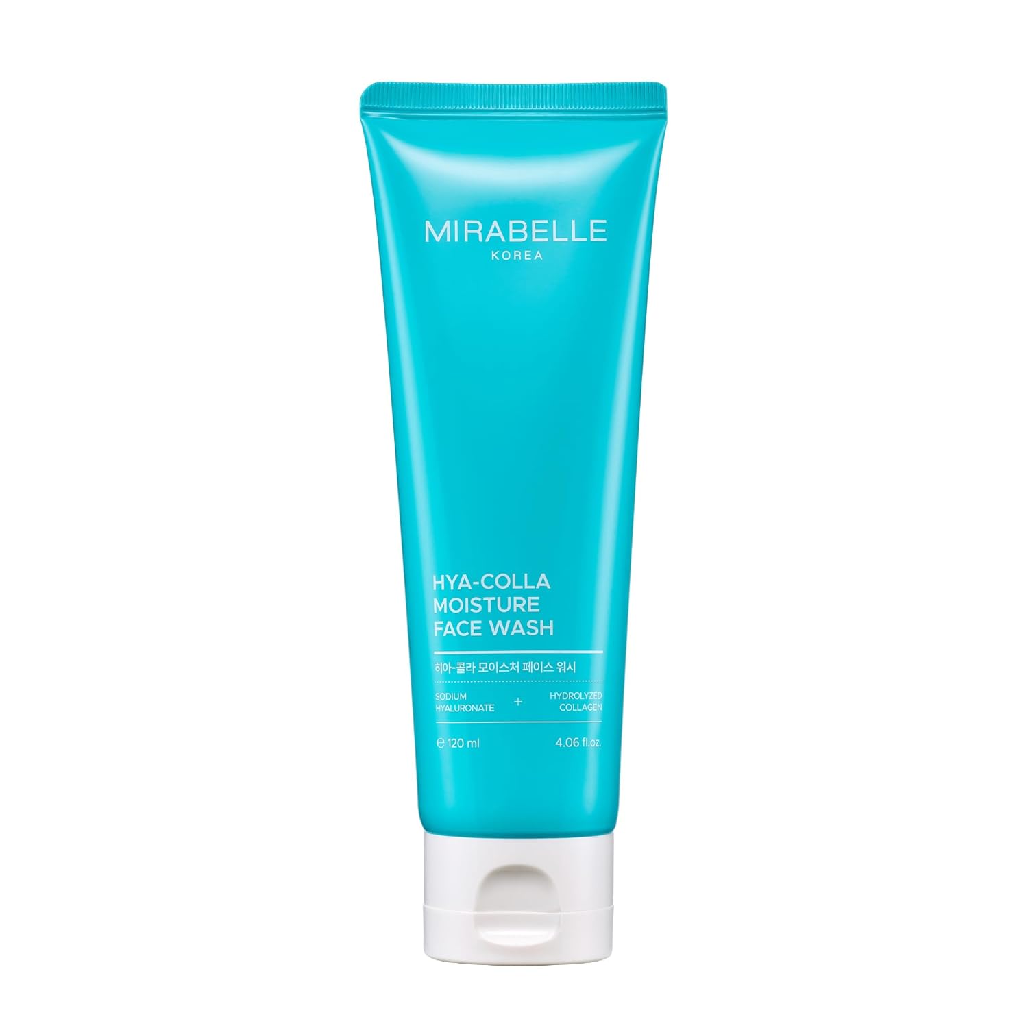 Mirabelle Korea Hyaluronic + Collagen Moisture Face Wash 120ml | Hydrating Cleanser with Hyaluronic Acid & Collagen | Deep Pore Cleanser for Hydrating Skin | Suitable for All Skin Types | Korean Skincare for Men & Women