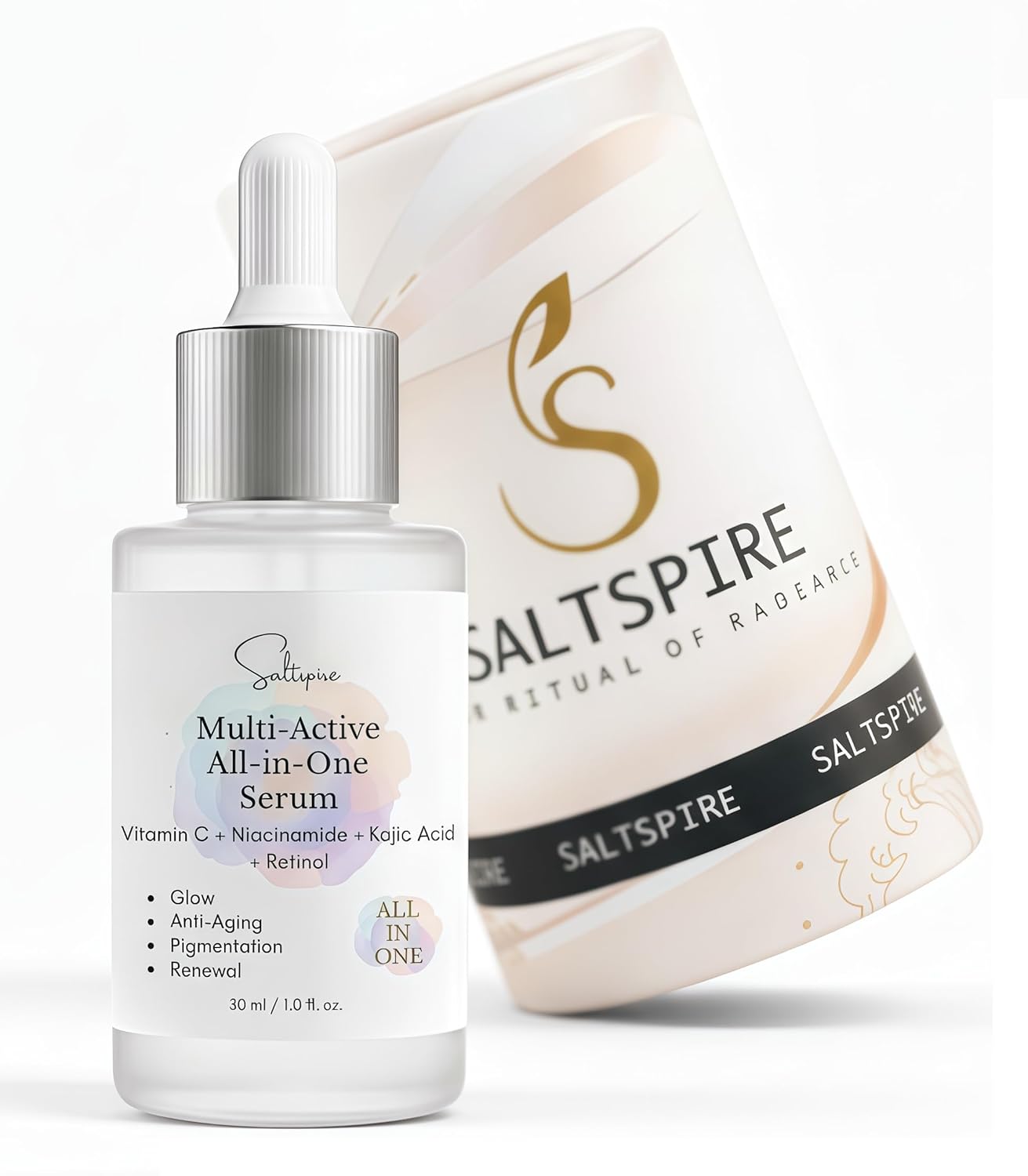 Multi-Active All-in-One Serum | Vitamin C + Niacinamide + Kojic Acid + Retinol | Glass Skin in 21 Days | Glow, Anti-Aging & Pigmentation Renewal Face Serum | 30ml