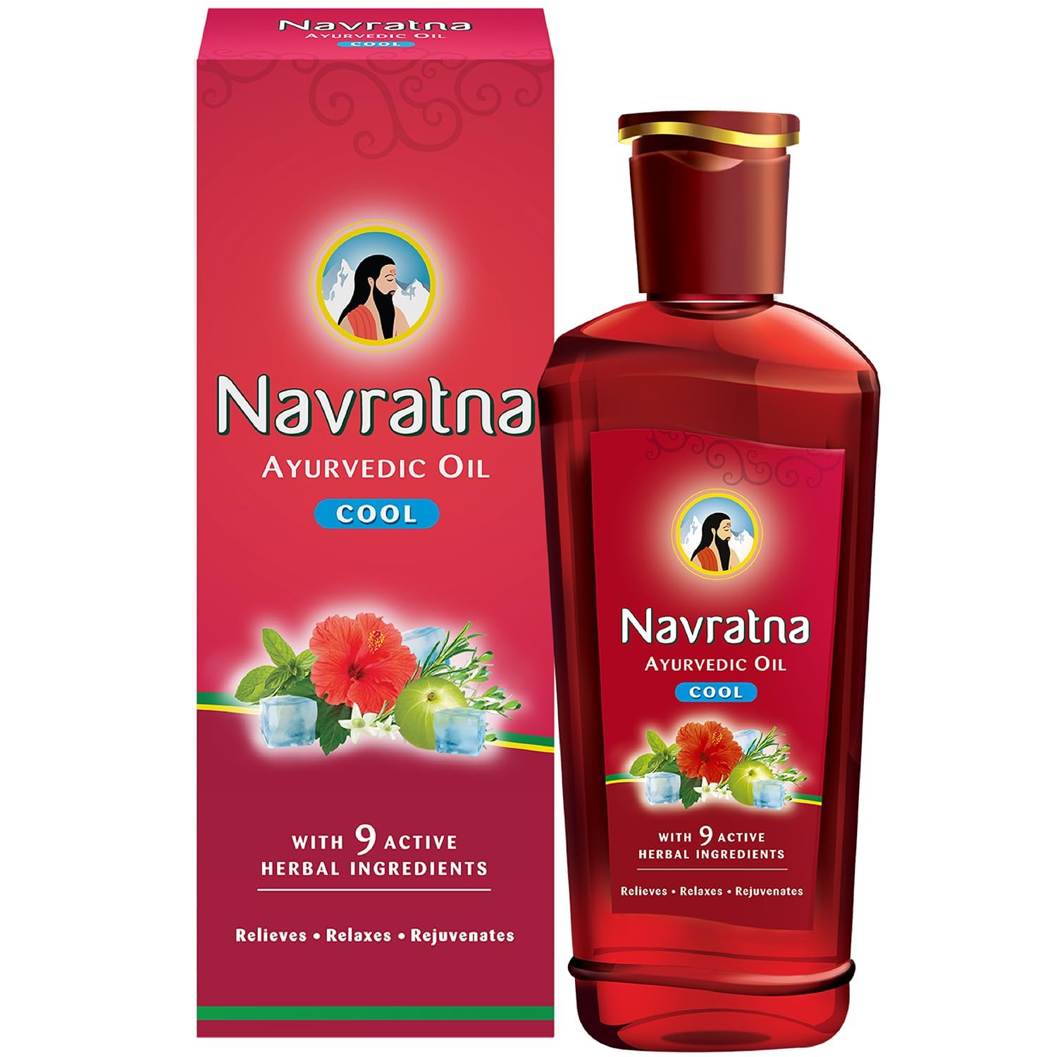 Navratna Ayurvedic Cool Oil | Combination of 9 Ayurvedic Herbs | Relieves Headache, Body ache, Tiredness, Sleeplessness & Tension| Improves Scalp Health | Relaxing & Rejuvenating cooling effect, 500ml