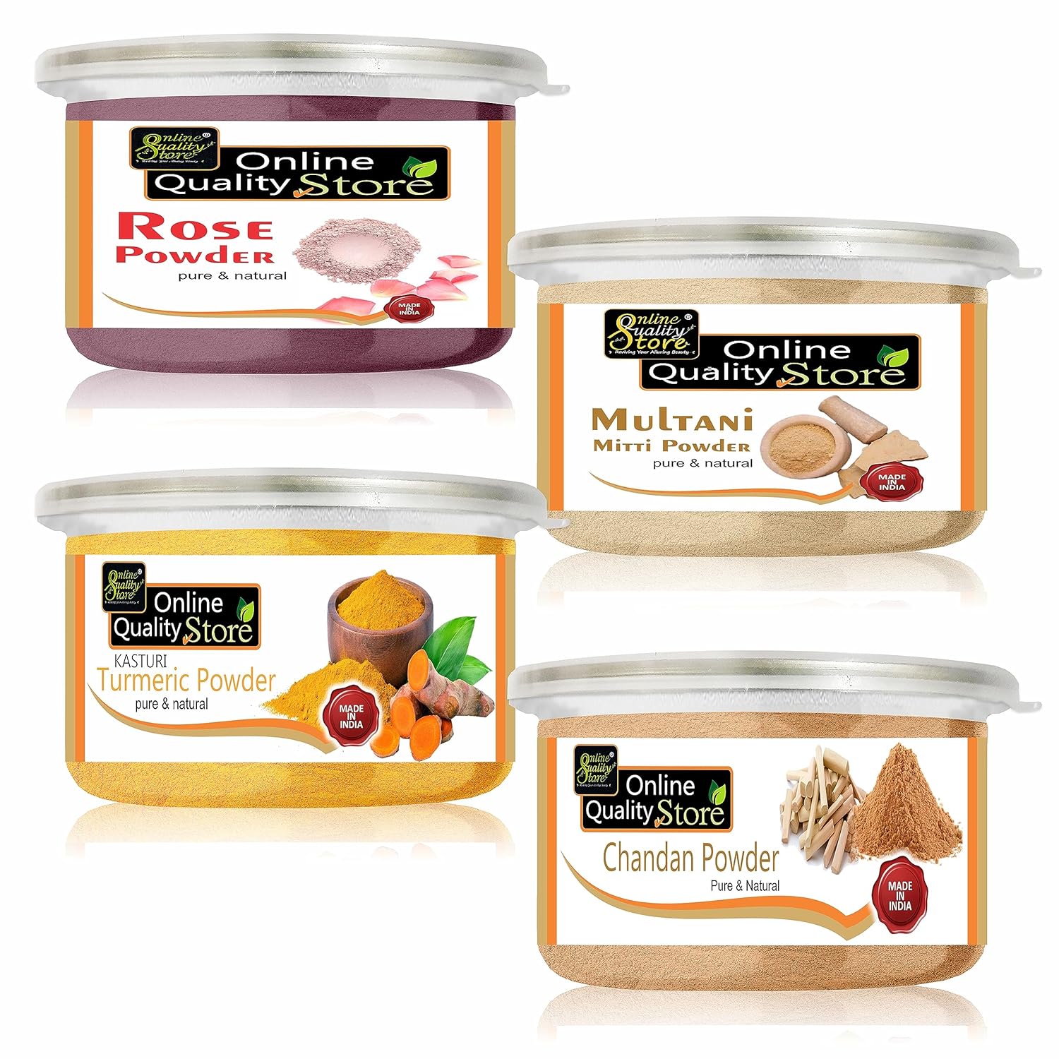 Online Quality Store Multanimitti Powder +Chandan Powder +Kasturi Turmeric Powder +Rose Powder |Multani Mitti (Fuller Earth) Powder Bentonite Clay |sandalwood powder |Kasthuri Manjal Wild Turmeric |natural Face Mask ,500g