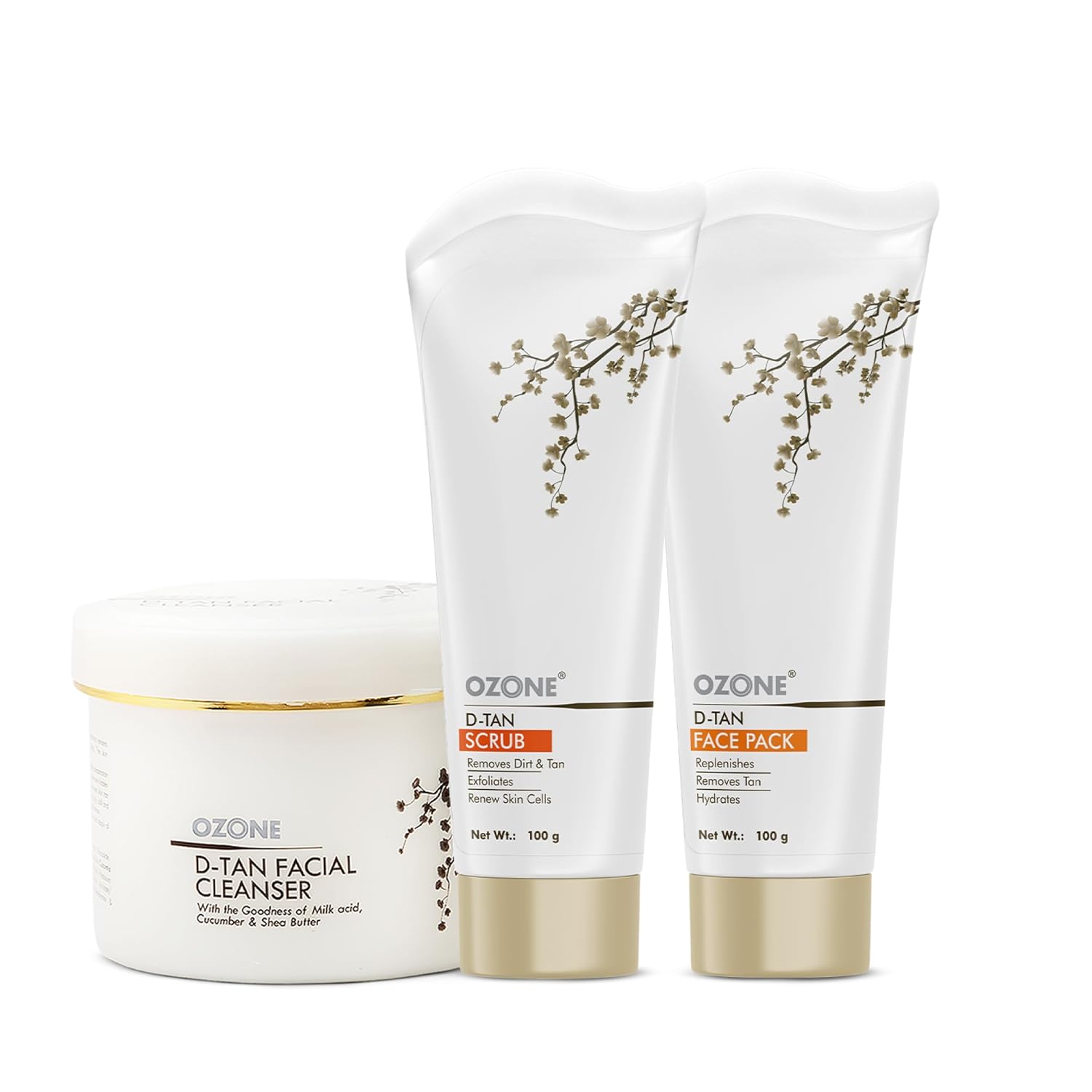OZONE D Tan Trio (D Tan Cleanser 250g, Scrub 100g, Face Pack 100g) (3 Items in the set)