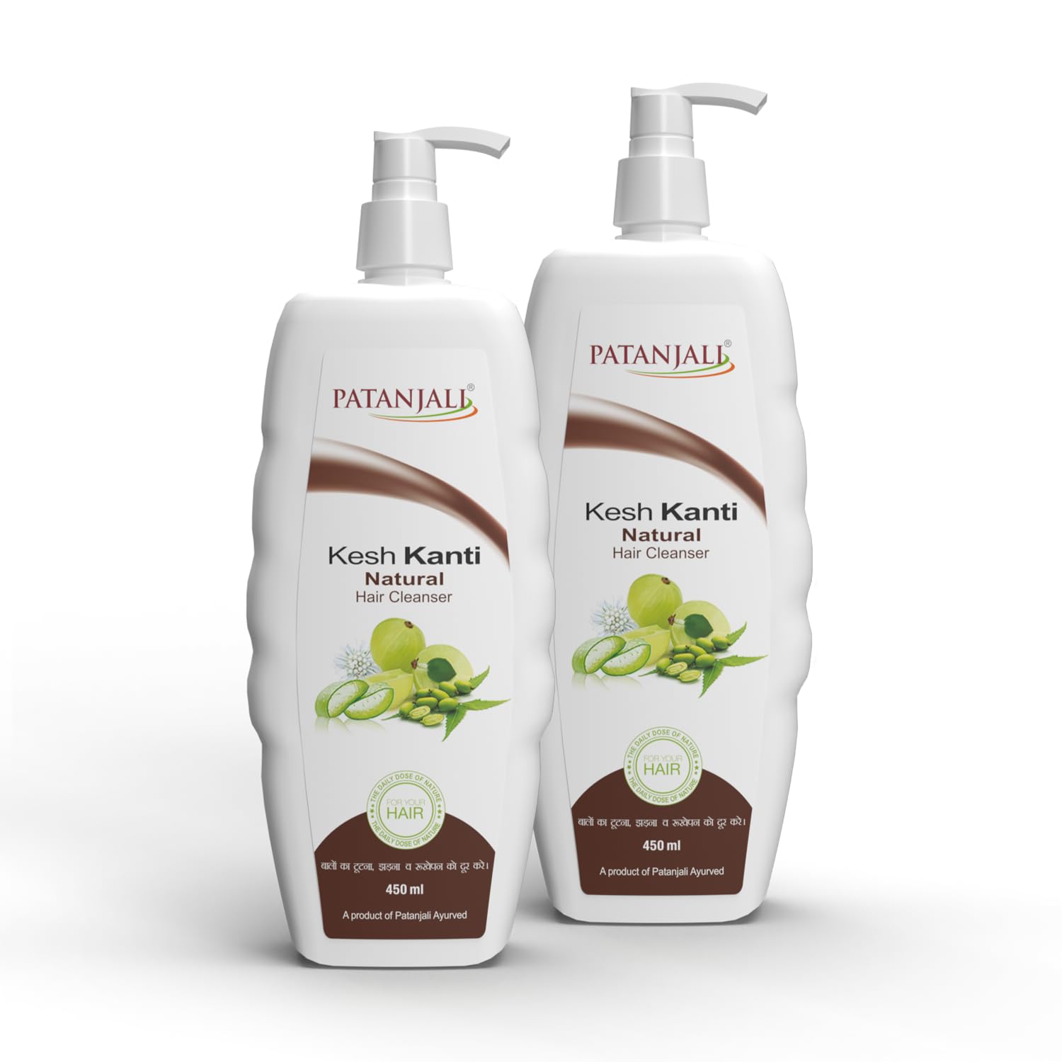 Patanjali Kesh Kanti Natural Shampoo 450ml, Herbal Hair Cleanser for Dandruff Control (Pack of 2)
