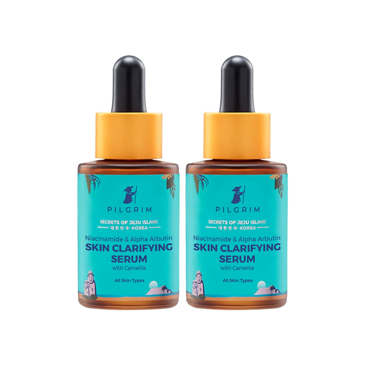 PILGRIM Korean Niacinamide 5% + Alpha Arbutin 1% Skin Clarifying Serum for acne & acne marks | All Skin Types | For Men & Women | Korean Skin Care | Vegan & Cruelty-free | 30ml + 30ml (PACK OF 2)