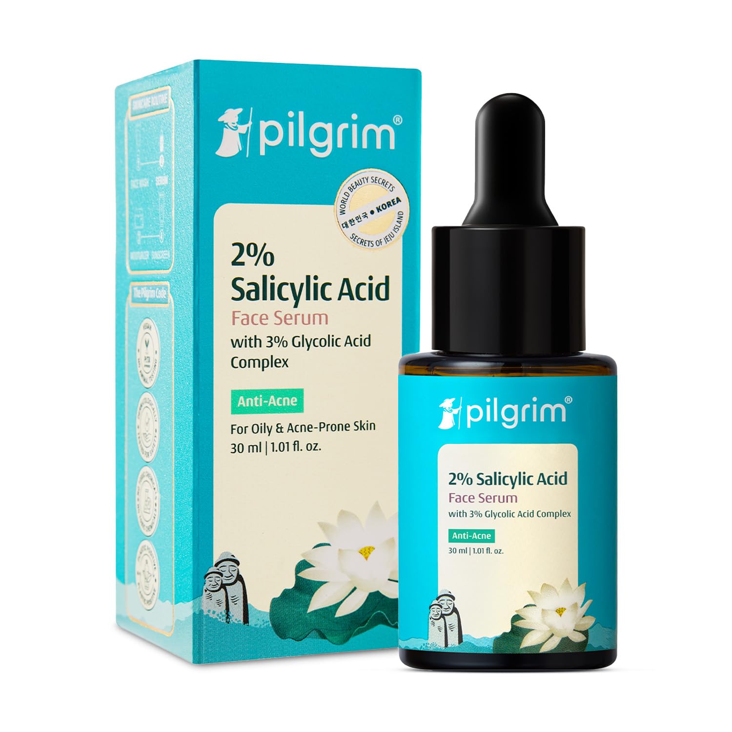 Pilgrim Salicylic Acid 1% + Glycolic Acid 3% Anti Acne Serum For Acne Prone Skin For Unisex Of All Skin Types, Korean Skin Care, 30ml