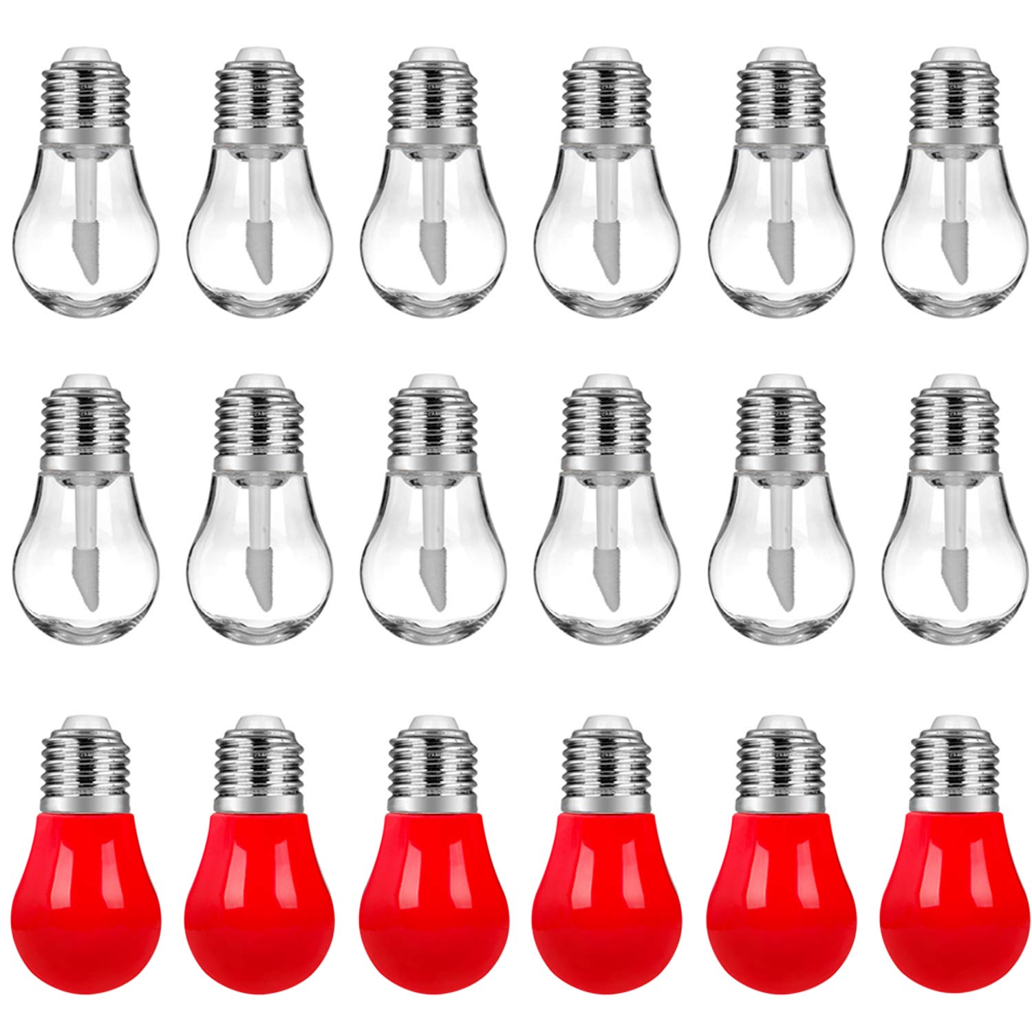 RONRONS 20 Pieces 6ML Light Bulb Shaped Lips Balm Tube, Small Funny Empty Lips Gloss Bottles, DIY Refillable Cosmetics Lipstick Containers with Silver Cap, Travel Makeup Sample Holder