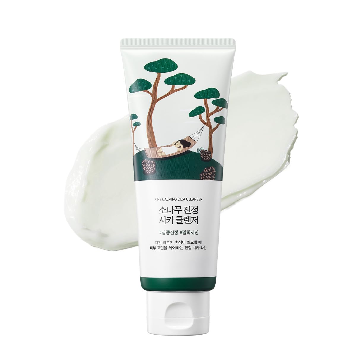 ROUND LAB Pine Calming Cica Cleanser, Refreshing Face Wash for Acne-Prone Skin, Gentle Foam Facial Cleanser for Deep Cleansing and Pore Care, Suitable for Sensitive Skin, Korean Skin Care