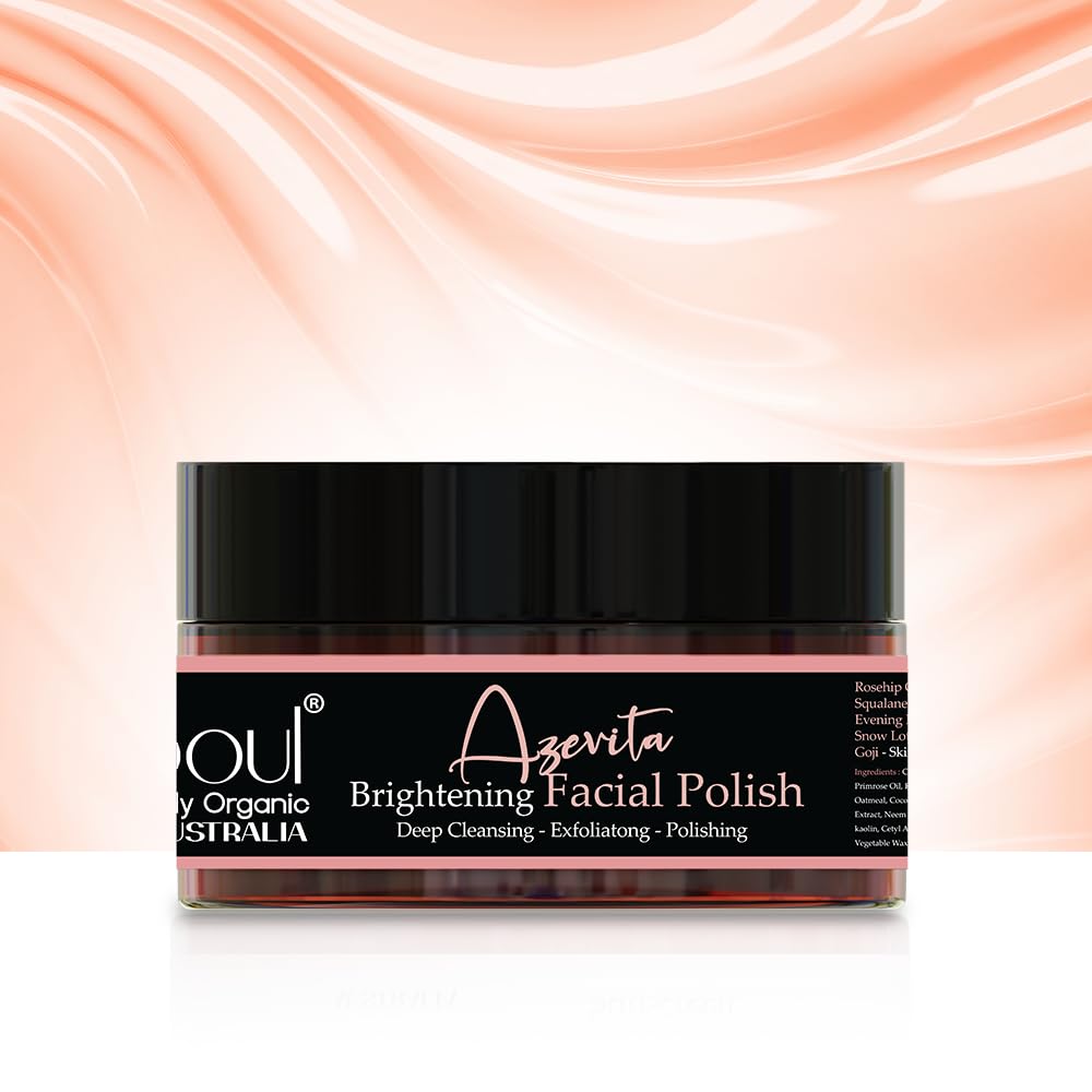 SEA SOUL Face Scrub & Polish | Brightening Exfoliator with Rosehip, Goji Berry & Evening Primrose | Blackhead Remover, Deep Cleansing, Controls Sebum, Removes Dead Skin | 100g