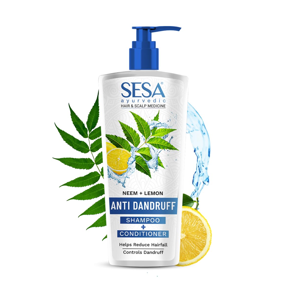 SESA Ayurvedic Anti Dandruff Shampoo With Neem, Lemon Helps Reduce Hairfall Controls Dandruff, 500Ml