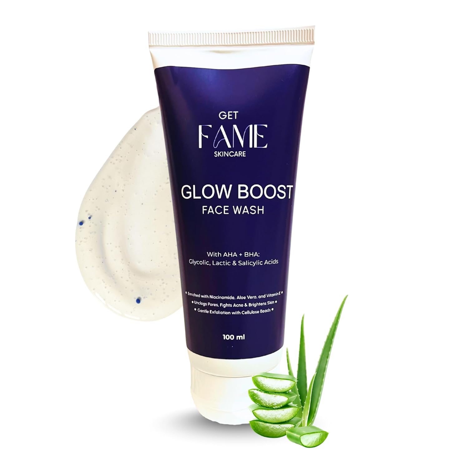 Skincare Glow Boost Face Wash | AHA BHA Face Wash with Salicylic Acid (1%), Glycolic & Lactic Acid | Deep Cleansing, Exfoliating & Brightening Cleanser for Clear Glowing Skin | For Men & Women