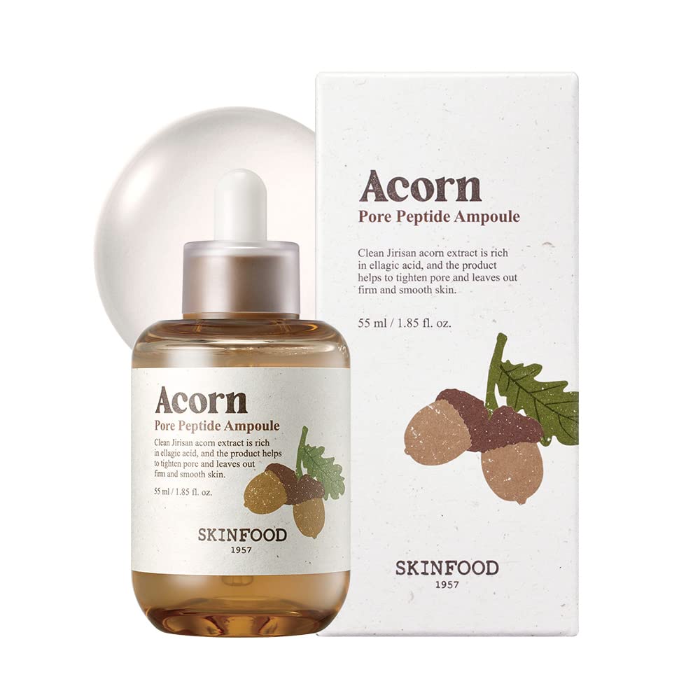 SKINFOOD Acorn Pore Peptide Ampoule | Korean Face Serum for Pore Tightening & Firming | Lightweight Peptide Skincare for Smooth, Clear Skin | 55ml