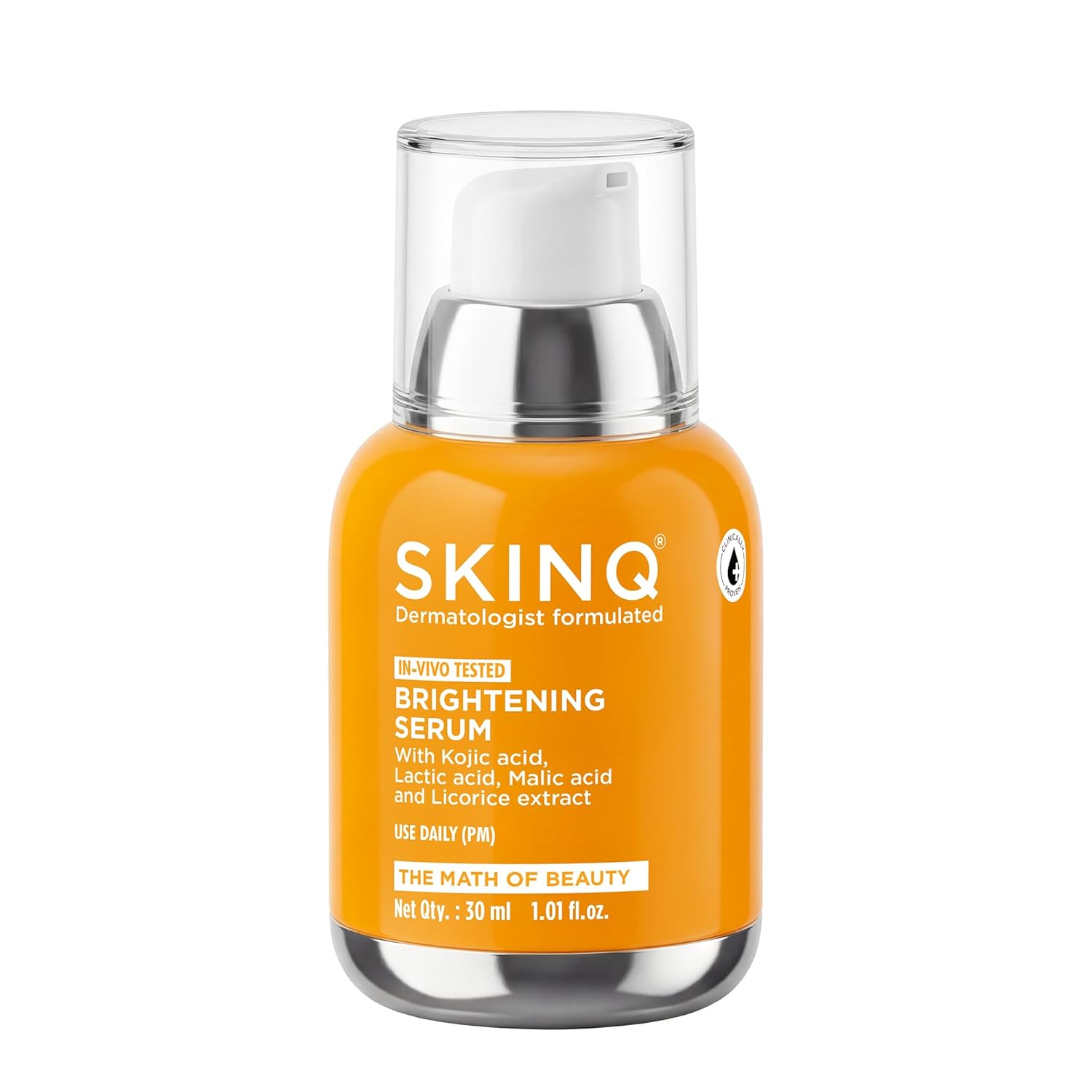 SKINQ Brightening Serum with Kojic, Lactic & Malic Acid | +35.3% Skin Radiance | Reduces Tan & Pigmentation| Lightweight Glow Serum | For All Skin Types | In-Vivo Tested I Derma Formulated