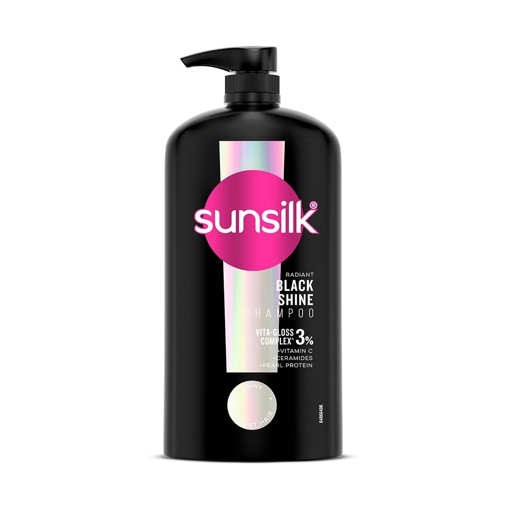 Sunsilk Stunning Black Shine Shampoo 1 L|| With Amla + Oil & Pearl Protein|| Gives Shiny|| Moisturised and Fuller Hair - Paraben Free