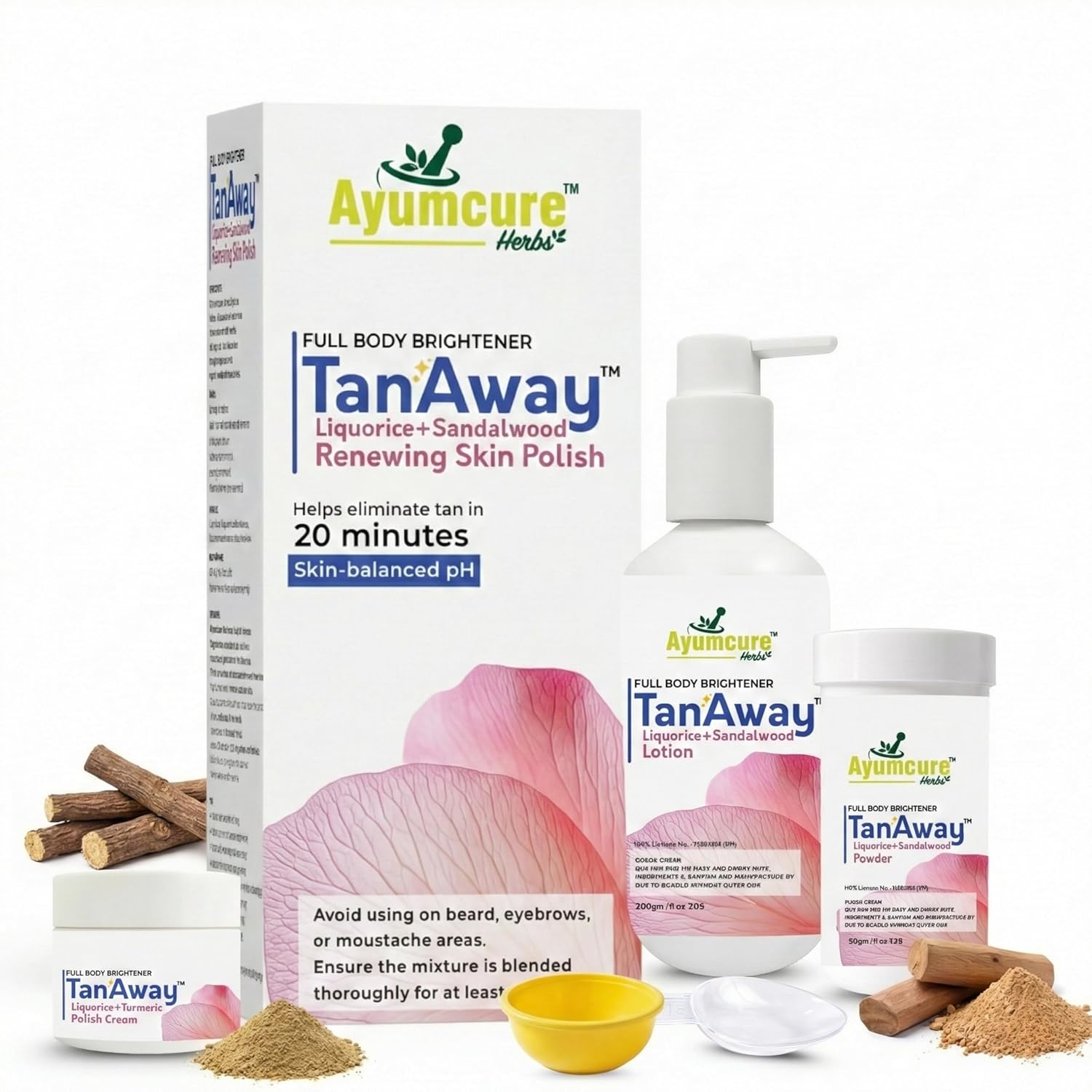 TanAway Full Body Brightener Skin Polish 300G | Liquorice & Turmeric for Instant Tan Removal & Glow | Brightens & Evens Skin Tone | For Face & Body | Men & Women