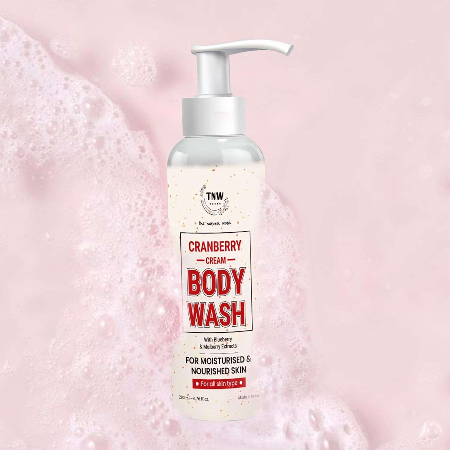 TNW-The Natural Wash Cranberry Cream Body Wash | Brightens | Moisturises | Healthy looking skin | Daily skin care | 200ml