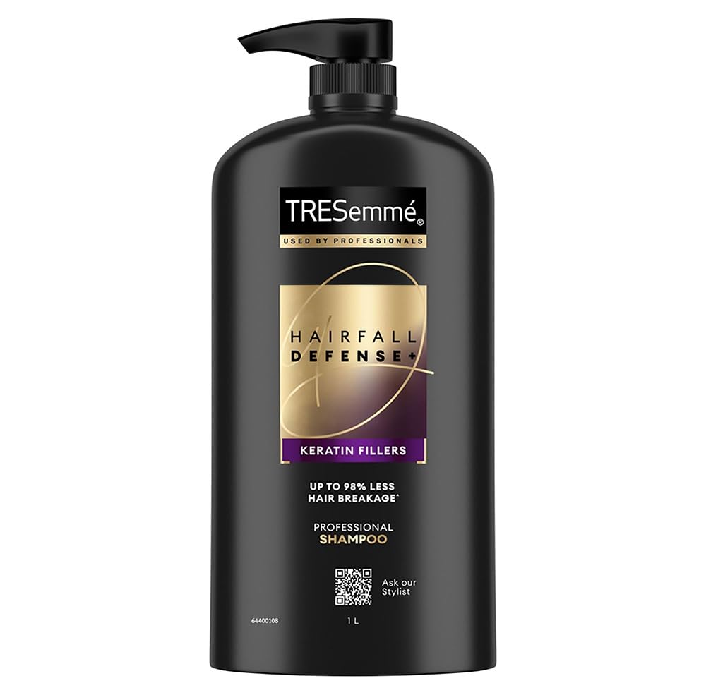 TRESemme Hairfall Defense+ Shampoo 1000ml With Keratin Fillers | Longer and Stronger hair | Prevents Hair Fall due to Breakage | Paraben-Free