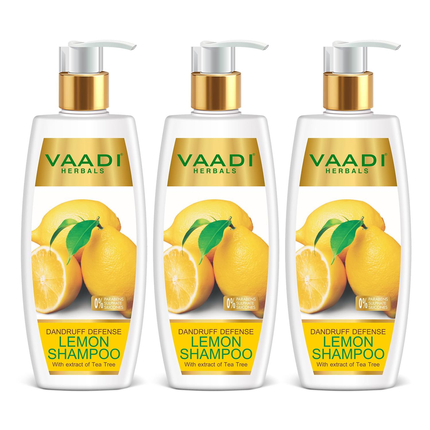 Vaadi Herbals Lemon Dandruff Defense Shampoo, 350ml (Pack of 3)