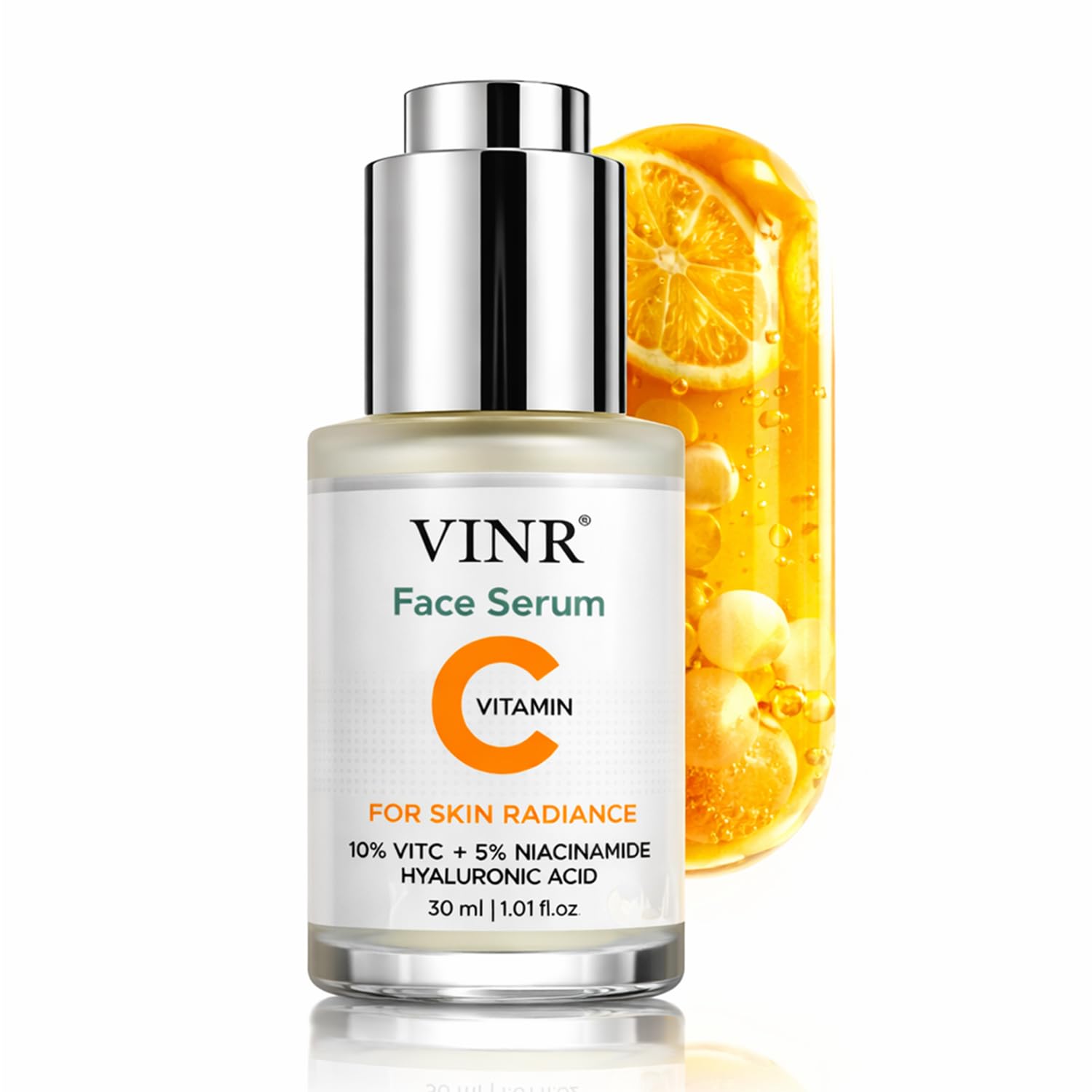 VINR 10% Vitamin C Face Serum For Glowing Skin with 5% Niacinamide & Hyaluronic Acid | Dark Spot & Reduce Pigmentation – Brightening, Oil Control, Lightweight Non-Sticky Serum for All Skin Types – 30ml