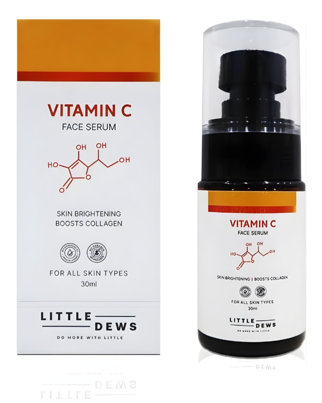 Vitamin C Face Serum with Hyaluronic Acid | Dark Spots Corrector | For Brightening, Glowing & Even Skin Tone with Barrier Repair | Collagen Booster with Antioxidants | Lightweight, Non-Sticky | Hypoallergenic | pH Balanced | Fragrance Free | 30ml | Pack of 1