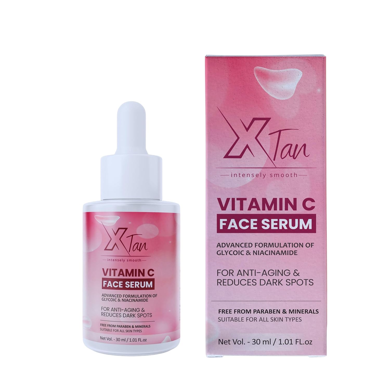 Xtan Vitamin C Face Serum| Dark Spots And Acne Prone Marks| Glowing And Brightening| Glycolic,Salicylic,Niacinamide| No Minerals| Men And Women| All Skin Types- 30ml